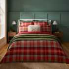 Dorma Brushed Cotton Maison Red Checked Duvet Cover & Pillowcase Set
