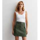 Khaki Belted Utility Mini Skirt