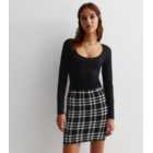 Cameo Rose Black Check Knit Mini Tube Skirt