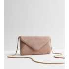 Pale Pink Suedette Clutch Bag