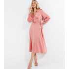 QUIZ Pink Satin Wrap Midi Dress