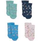 M&S Cotton Rich Floral Baby Socks, 4 Pack, 0-6 4 per pack