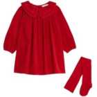 M&S Girls Cotton Rich Corduroy Dress Outfit, 2-5 Years, Red