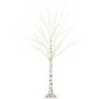 Homcom 5Ft Artificial White Birch Tree With 96 Light For Indoor Covered Outdoor