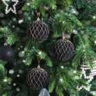 Melody Maison Set of 3 Round Black & Gold Christmas Tree Baubles - 8cm