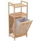 Living And Home Bamboo Laundry Hamper Basket with Liner Bag, Burlywood