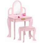 HOMCOM Kids Dressing Table Set Kids Vanity Set - Pink