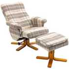 HOMCOM Recliner Chair and Footstool Linen-touch Fabric Wooden Base Multicolour