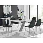 Furniture Box Monza 6 White/Grey Dining Table and 6 Black Corona Silver Leg Chairs