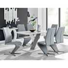 Furniture Box Monza 6 White/Grey Dining Table and 6 Grey Willow Chairs