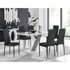 Furniture Box Monza 6 White/Grey Dining Table and 6 Black Milan Black Leg Chairs