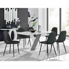 Furniture Box Monza 6 White/Grey Dining Table and 6 Black Corona Black Leg Chairs