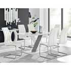 Furniture Box Monza 6 White/Grey Dining Table and 6 White Murano Chairs