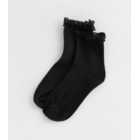 Black Cable Frill Ankle Socks