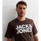 Jack & Jones Dark Brown Cotton Logo T-Shirt