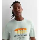 Jack & Jones Light Green Cotton Tropical Logo T-Shirt