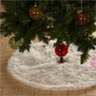 Livingandhome White Plush Christmas Tree Skirt Christmas Decoration Ornament 90 cm