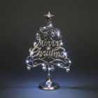 SHATCHI Table Top Decoration Prelit Silver Metal Christmas Tree Bells Rings Star 14 inch