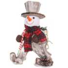SHATCHI 40cm Christmas Tabletop Decorated with Pines Berries Showpieces decoration, white Walking Snowman