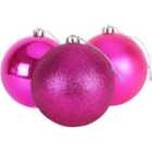 15cm/3Pcs Christmas Baubles Shatterproof Pink,Tree Decorations