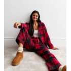 Red Cotton Trouser Family Pyjama Set with Check Print