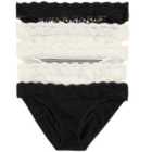 M&S Womens Cotton Blend Printed Bikini Knickers, 5 Pack, 8-18, Black