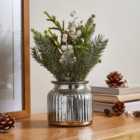 Frosted Artificial Florals in Glass Vase