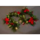 2m B/O Pre lit Red Poinsettia Garland with 50 WW Leds