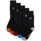 M&S Mens Star Wars Cotton Rich Socks, 5 Pack, Black