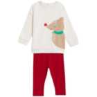 M&S Cotton Reindeer Sweat Outfit, 0 Months-3 Years, Red