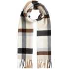 M&S Womens Woven Checked Tassel Scarf Cream Mix, One Size