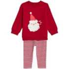 M&S Cotton Santa Placement Print Outfit, 0 Months-3 Years, Red