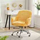 Living and Home Velvet Upholstered Wheeled Swivel Office Chair,yellow