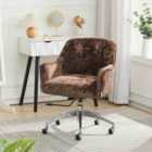Living and Home Velvet Upholstered Wheeled Swivel Office Chair, Brown