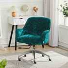 LivingandHome Velvet Upholstered Swivel Office Chair - Green