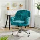 Living and Home Velvet Upholstered Wheeled Swivel Office Chair, Light Green