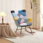 Living and Home Colourful Lattice Rocking Chair With Wood Legs