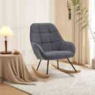 Living and Home High-back Linen Upholstered Rocking Chair, Grey