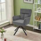 Living and Home Modern Upholstered Swivel Armchair With Black Legs, Grey