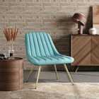 Living and Home Velvet Upholstered Gold Metal Legs Lounge Accent Chair, Light Blue