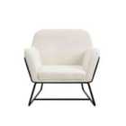 LPD Furniture Charles Armchair Ivory Boucle and Matte Black