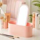 Living and Home Portable Vanity Travel Makeup Box With Led Lighted Mirror-pink,23X11.5Cm