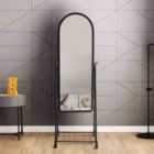 Living and Home Adjustable Stand Up Mirror On Wheels With Underneath Storage-black,36X160Cm