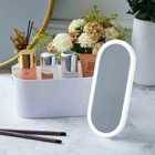 Living and Home Portable Vanity Travel Makeup Box With Led Lighted Mirror-white,23X11.5Cm