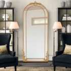 Living and Home Vintage Mirror Retro Shabby Chic Style Metal Mirror Shutter-gold,80X180Cm
