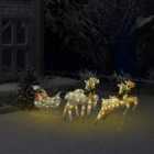 Berkfield Reindeer & Sleigh Christmas Decoration 100 LEDs Outdoor Gold