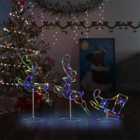 Berkfield Acrylic Christmas Flying Reindeer&Sleigh 260x21x87cm Colourful