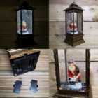 27cm Premier Christmas Dual Powered Water Spinner Antique Effect Lantern with Santa Scene
