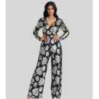 Finding Friday Silver Floral Wide Leg Jumpsuit