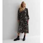 Cameo Rose Black Abstract Print Button Front Midaxi Dress